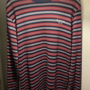 Supreme Red and Blue Striped Crewneck